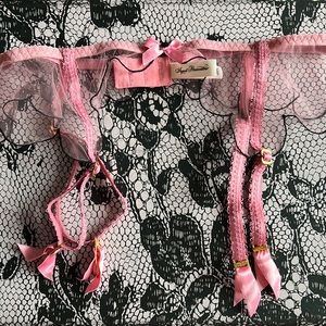 Agent Provocateur Lorna pink black suspender 6 NWOT